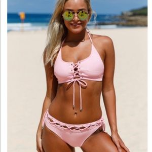 Beautiful pink top and bottom bathsuit